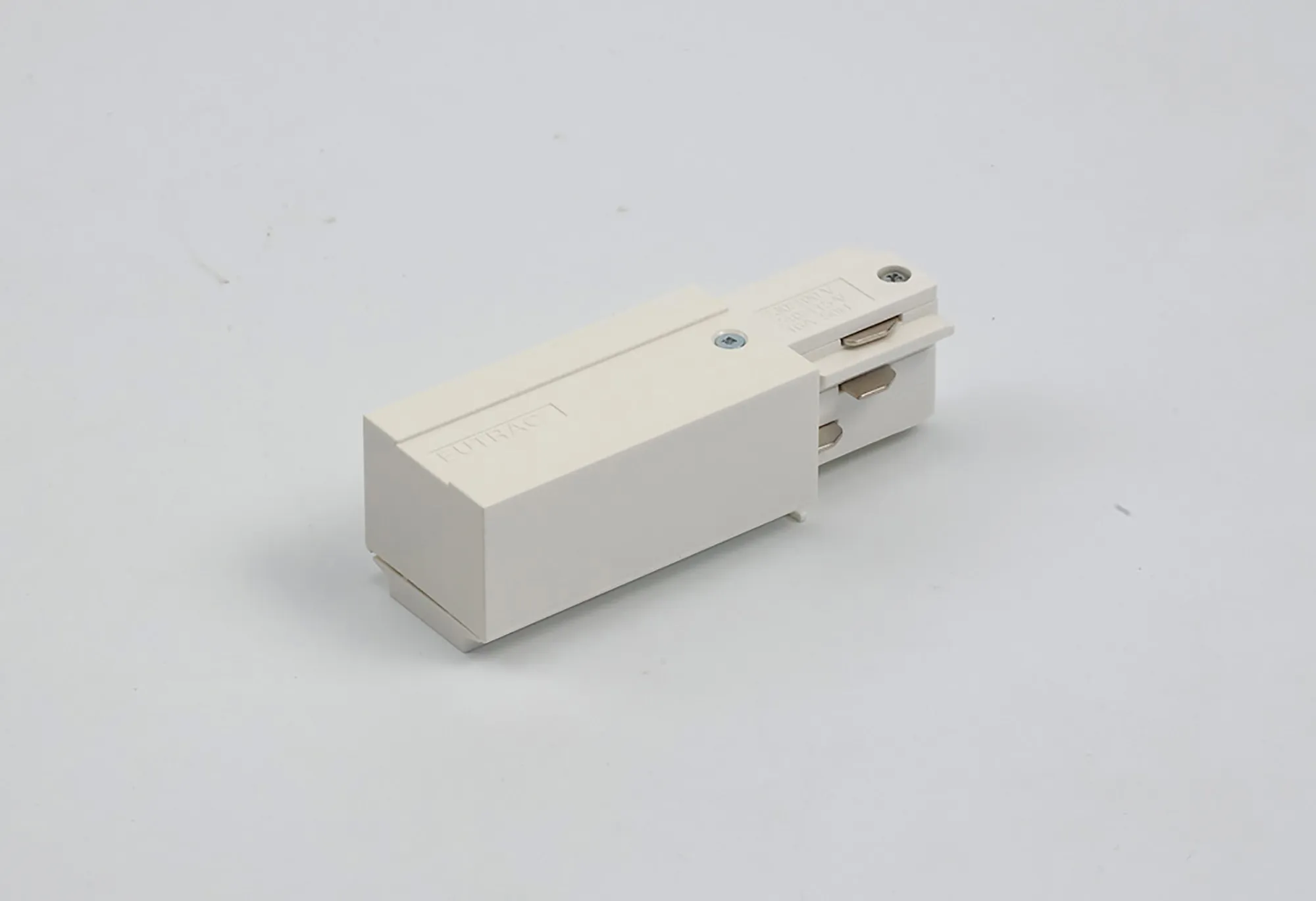 Left End Feed 3 Circuit Surface Mounted Track 555 1 1202 6  Eutrac 3 Circuit Surface-RAL9016